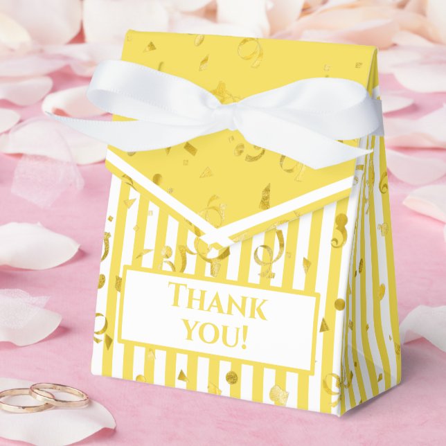 Ballotins Merci - Jaune/Blanc Simple Stripes Motif (Mariage)