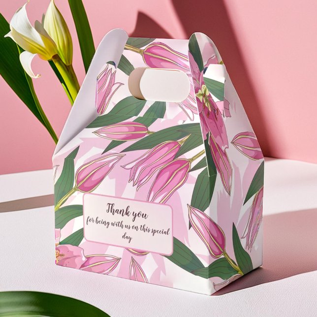Ballotins Merci Lily Rose Blooming / Ballotin de bienvenue (Pink Blooming Lily Thank you / Welcome Favor Box)