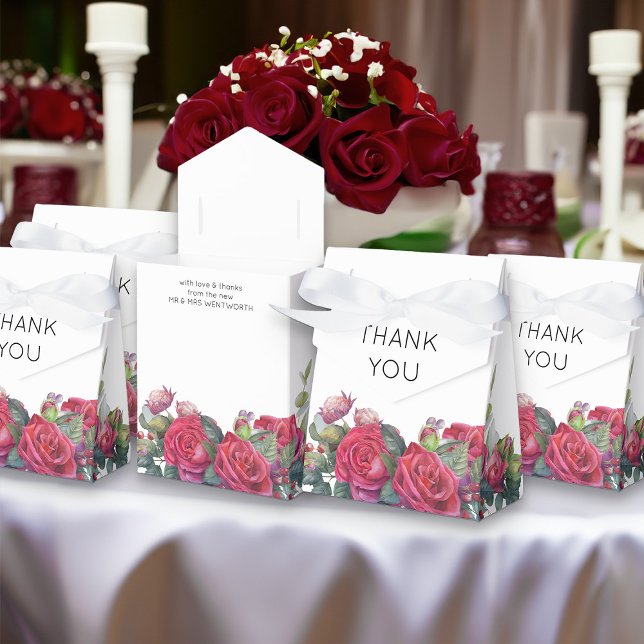 Ballotins Merci Mariage de la Rose rouge (Red Rose favor bags from my Red Rose and Eucalyptus Wedding Collection)