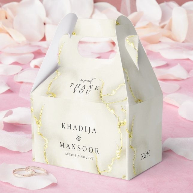 Ballotins Merci Mariage de texture de marbre d'or (Mariage)