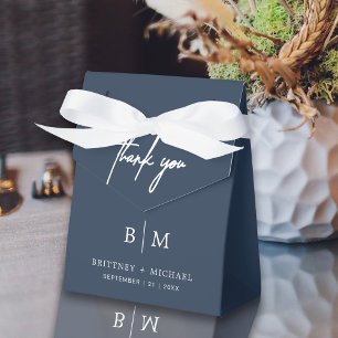 Ballotins Merci minimaliste Mariage Dusty Navy bleu