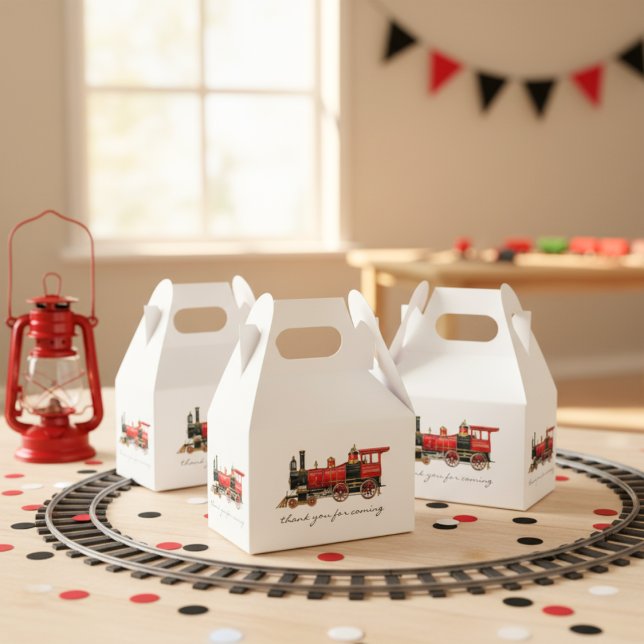 Ballotins Merci Pour Le Train Rouge À Venir (Thank You For Coming Red Train Favor Boxes)