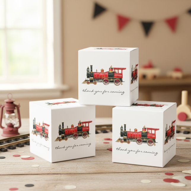 Ballotins Merci Pour Le Train Rouge À Venir (Thank You For Coming Red Train Favor Boxes)