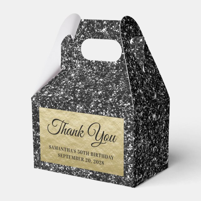 Ballotins Merci pour les 50 ans de naissance Black Glitter G (Verso)