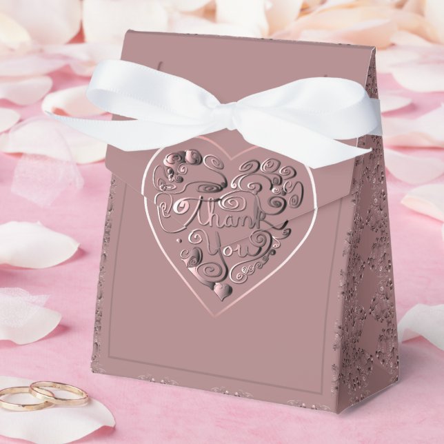 Ballotins "Merci" sur rose poussiéreux (Mariage)