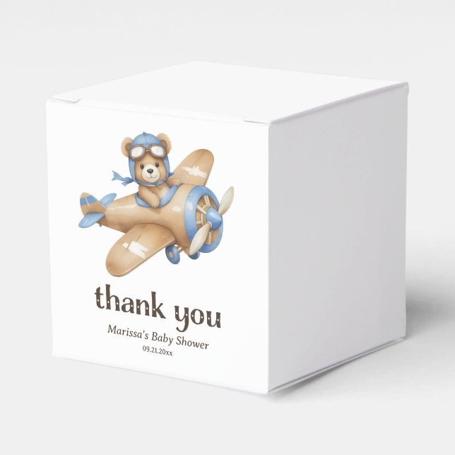 Ballotins Merci Teddy Ours Pilote Bébé Garçon Douche (Verso)