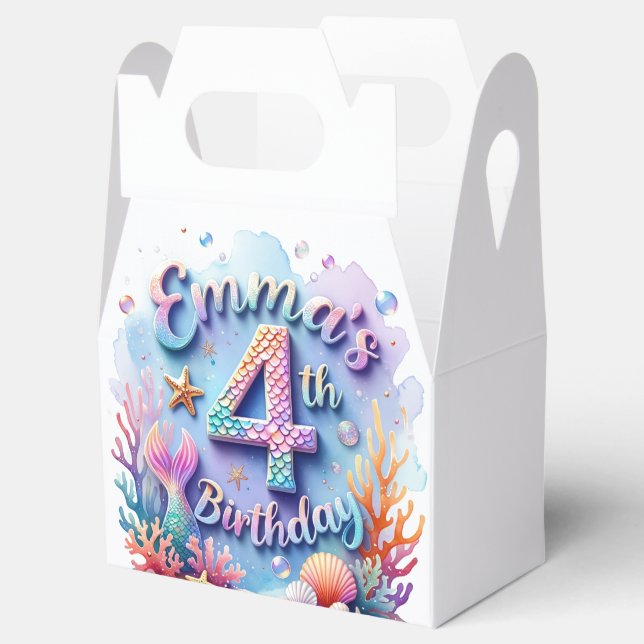 Ballotins Mermaid Birthday Party Custom Name & Age Emma 4 (Ouvert)