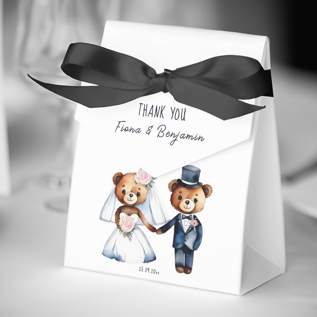 Ballotins Mignonne nounours mariée mariage merci (Cute teddy bears bridal couple wedding thank you favor box)