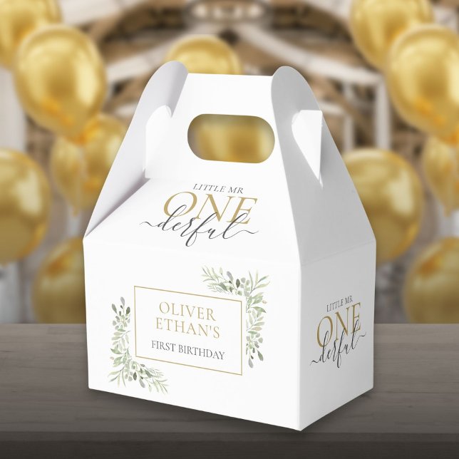 Ballotins Mignonne Petit Mr ONEderful Premier Anniversaire É (Cute Little Mr ONEderful First Birthday Elegant Favor Box)