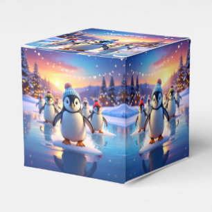 Ballotins Mignons manchots en chapeaux d'hiver sur glace gel