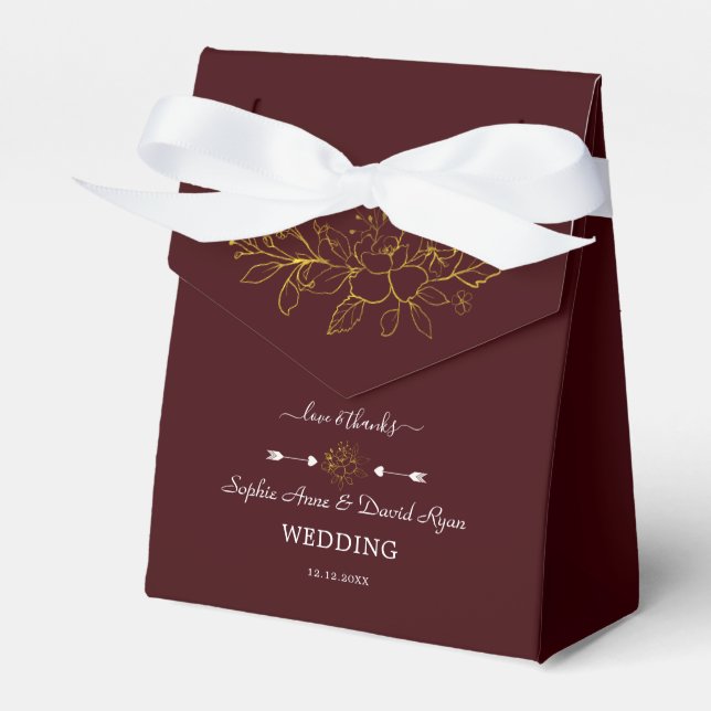 Ballotins Minimalist Gold Floral Deep burgundy Wedding (Verso)