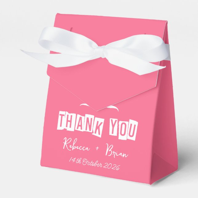 Ballotins Minimalist Pink & White Thank You Wedding (Verso)