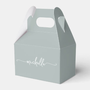 Ballotins Minimaliste Écriture de Nom Monogramme Vert Sauge