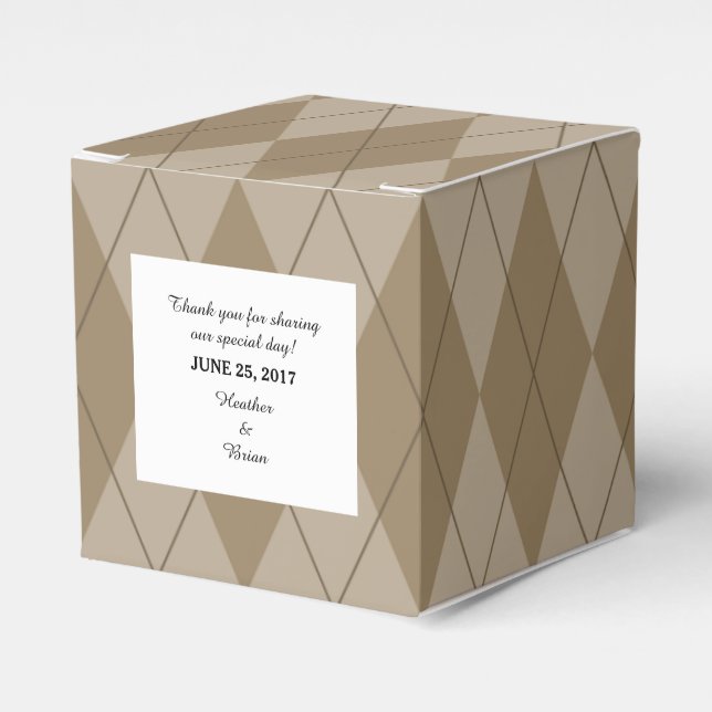 Ballotins Mocha Jacquard Mariage Favor Boxes (Verso)