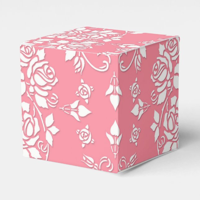 Ballotins Modèle damask floral de roses roses et blanches (Verso)