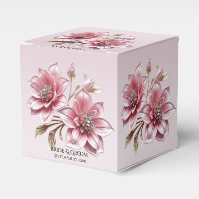 Ballotins Modern Pink Flowers Favor Box (Verso)