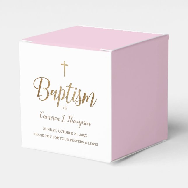 Ballotins Modern Pink & Gold Baptism with Cross Personalized (Verso)
