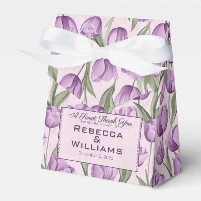 Ballotins Modern Tulip Flower Greenery Wedding Favor Boxes (Verso)