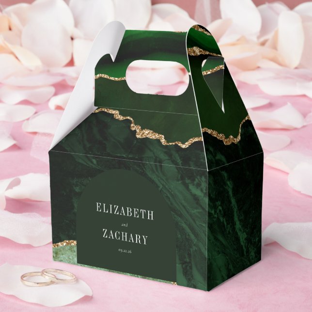 Ballotins Moderne Agate Géode Chasseur d'arc Vert Or (Mariage)