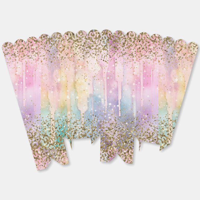 Ballotins Moderne Chic Pailleté Or Aquarelle Arc-en-ciel (Déplié)