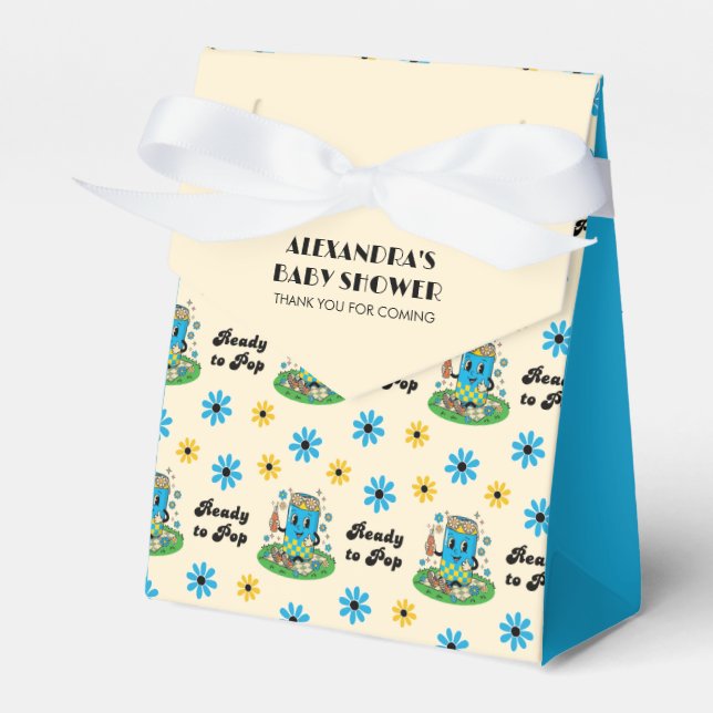 Ballotins Moderne Groovy Daisy Bleue Jaune Elle est prête à  (Verso)