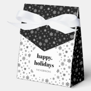 Ballotins Moderne Happy Holiday Black White Snowflake Motif
