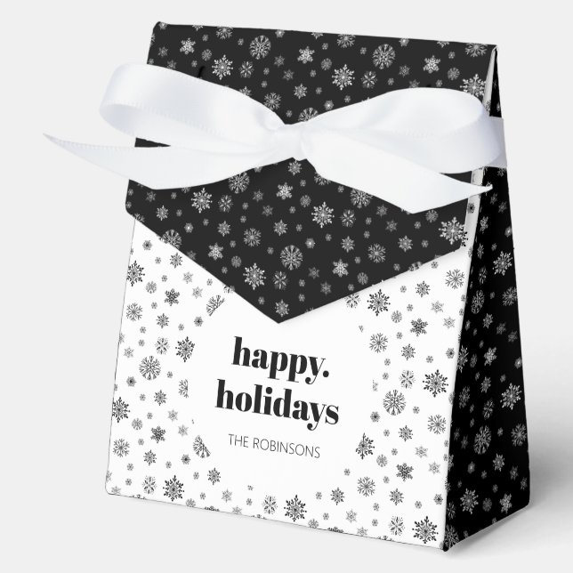Ballotins Moderne Happy Holiday Black White Snowflake Motif (Recto)