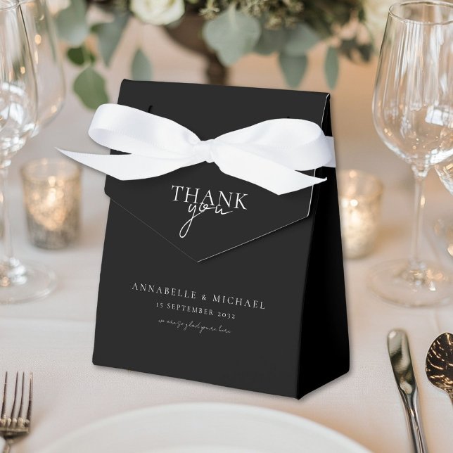 Ballotins Moderne, Minimal, Noir, Mariage (Modern, Minimal, Black-White, Wedding Favor Boxes)