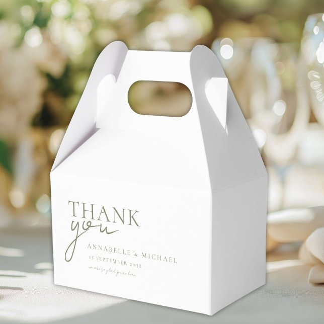 Ballotins Moderne, minimaliste, blanc, Mariage (Personalized, Modern, Minimal, Beige, THANK YOU Wedding Favor Boxes with your Names and Date.)
