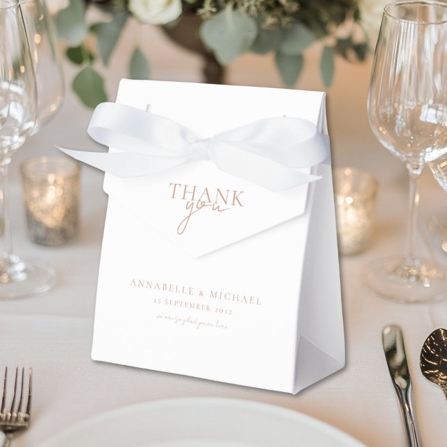 Ballotins Moderne, minimaliste, blanc, Mariage (Modern, Minimal, White-Copper, Wedding Favor Boxes)