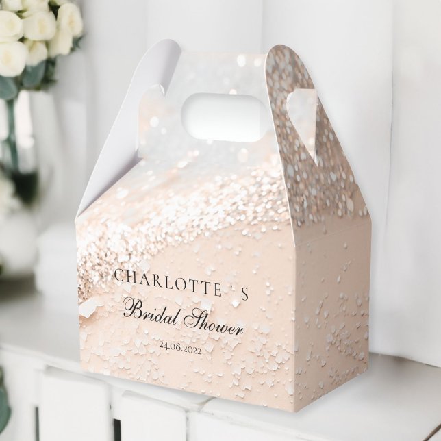 Ballotins Moderne, Photo, Paillettes Baby Shower (Modern, Glitter Bridal Shower Favor Boxes with your name & date.)