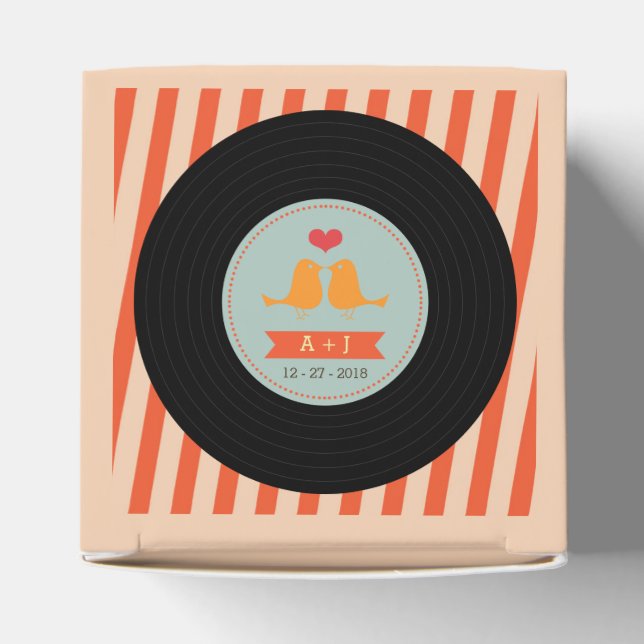 Ballotins Moderne Retro Vinyl Record Orange Sky Blue Mariage (Haut)