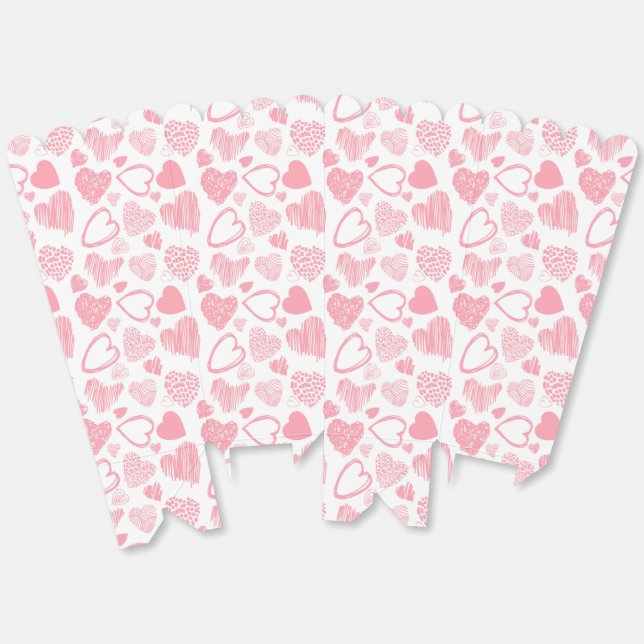 Ballotins Moderne rose blanc Romantique Amour Coeur Doodle (Déplié)