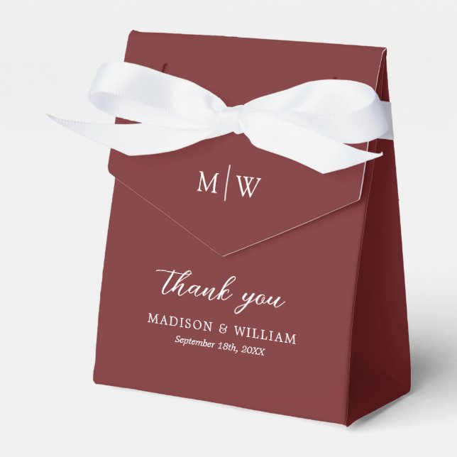Ballotins Monogram Bourgogne Mariage Favor Box (Verso)