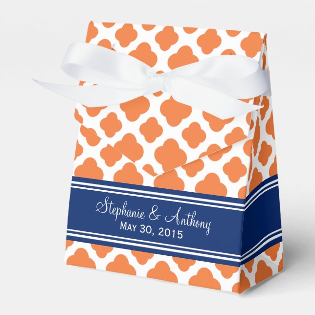 Ballotins Monogram Orange et Royal Blue Quatrefoil Mariage (Verso)