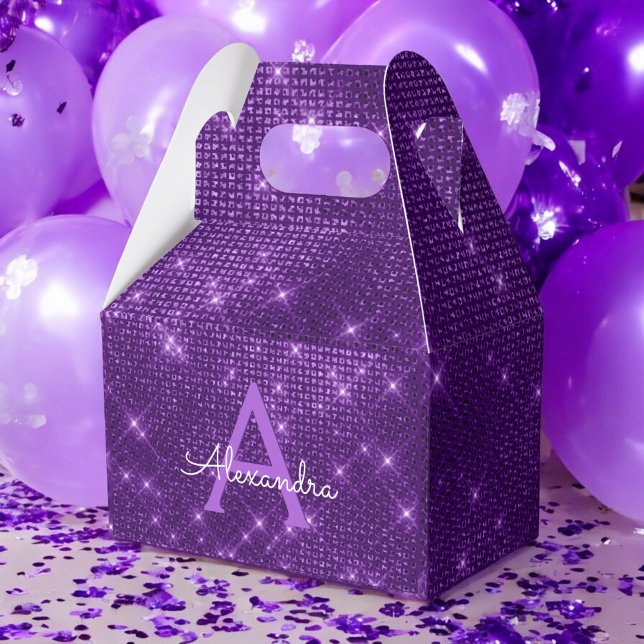 Ballotins Monogramme à étincelle violette - Fête d'anniversa (Créateur téléchargé)