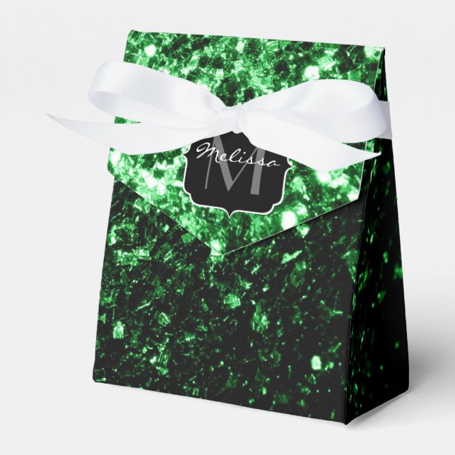 Ballotins Monogramme à paillettes fausses vert foncé (Verso)