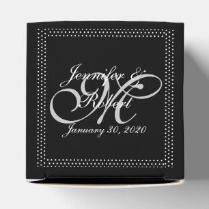 Ballotins Monogramme argenté sur noir avec Mariage Pois