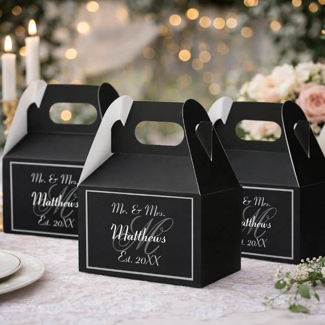 Ballotins Monogramme Black Bride Groom Date Mariage (Créateur téléchargé)