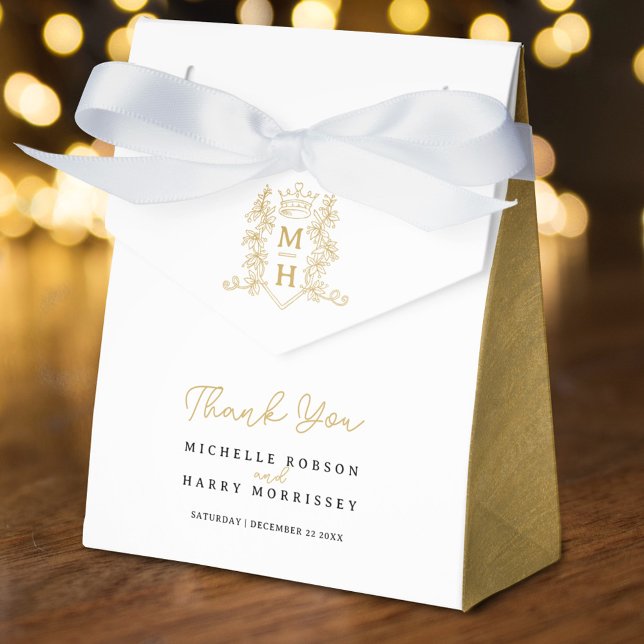 Ballotins Monogramme couronne d'or blanc merci mariage (Créateur téléchargé)