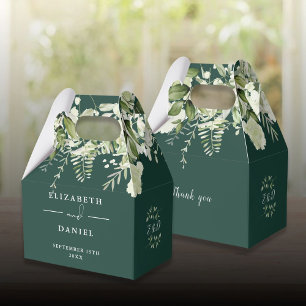 Ballotins Monogramme de mariage à la verdure florale émeraud