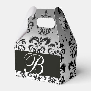Ballotins MONOGRAMME DE MARIAGE DAMASSÉ BLANC NOIR Élégant