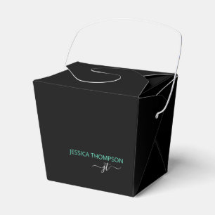 Ballotins Monogramme de nom de script simple sarcelle noir m