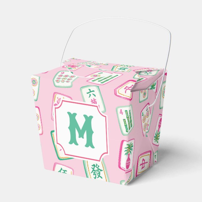 Ballotins Monogramme de tuiles de Mahjong Rose & Vert Palm B (Verso)