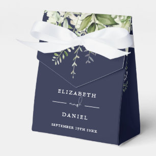 Ballotins Monogramme de verdure florale mariage bleu marine