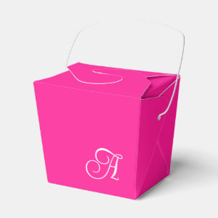 Ballotins Monogramme en écriture bouclée rose chaud et blanc