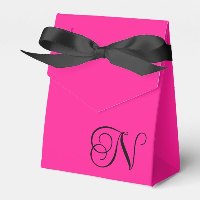 Ballotins Monogramme en écriture cursive rose chaud et noir (Verso)