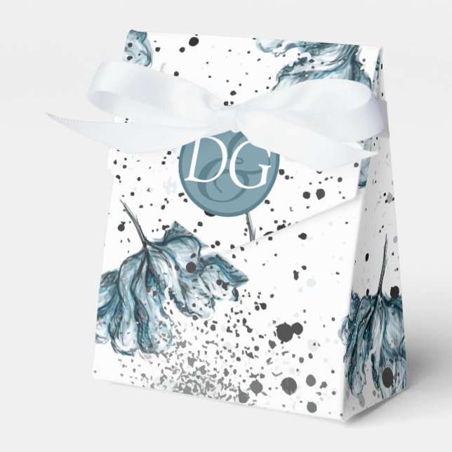Ballotins Monogramme floral bleu peint à la main (Verso)