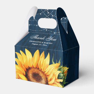 Ballotins Monogramme floral de tournesol en bois bleu de la