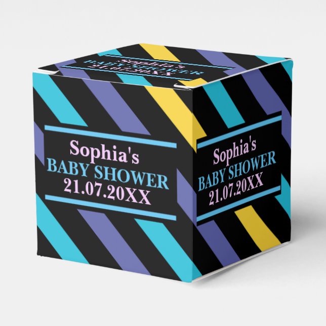 Ballotins Monogramme mignon Baby shower rayé Favoriser B (Verso)